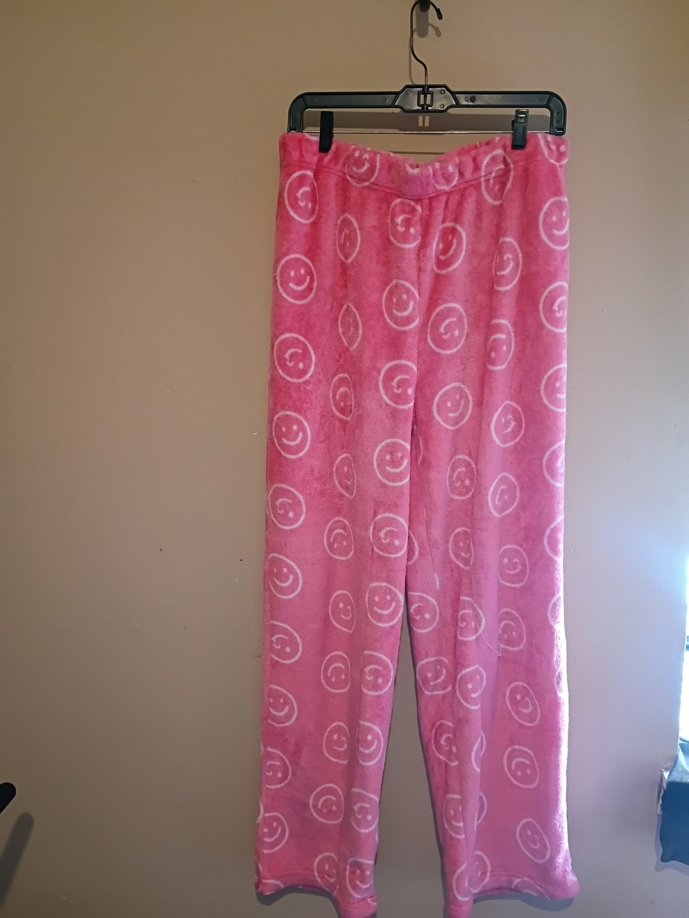 Bobbie Brooks Pink Fleece Pajama Pants with White Smiley Print